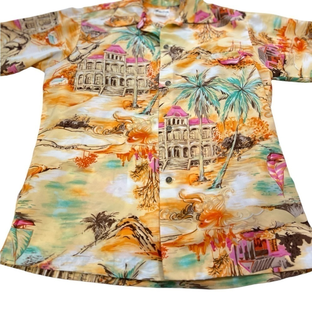 Richard Douglas Honolulu Shirt Loop Collar  Made in Hawaii Vtg 50s 60s - Picture 3 of 10